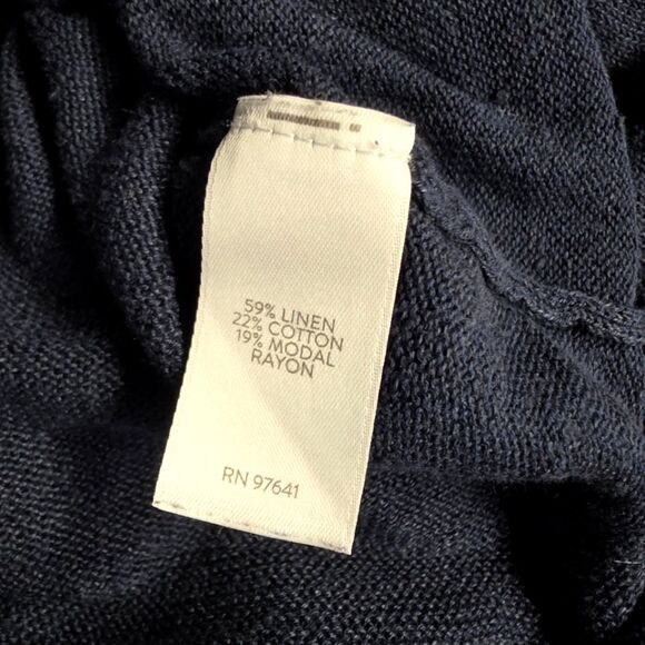 J. Jill Classic Boatneck Navy Linen Sweater Size Medium - Picture 5 of 6